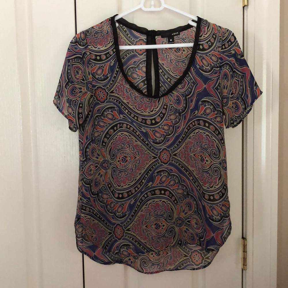 Aqua Short Sleeve Blouse Size Small